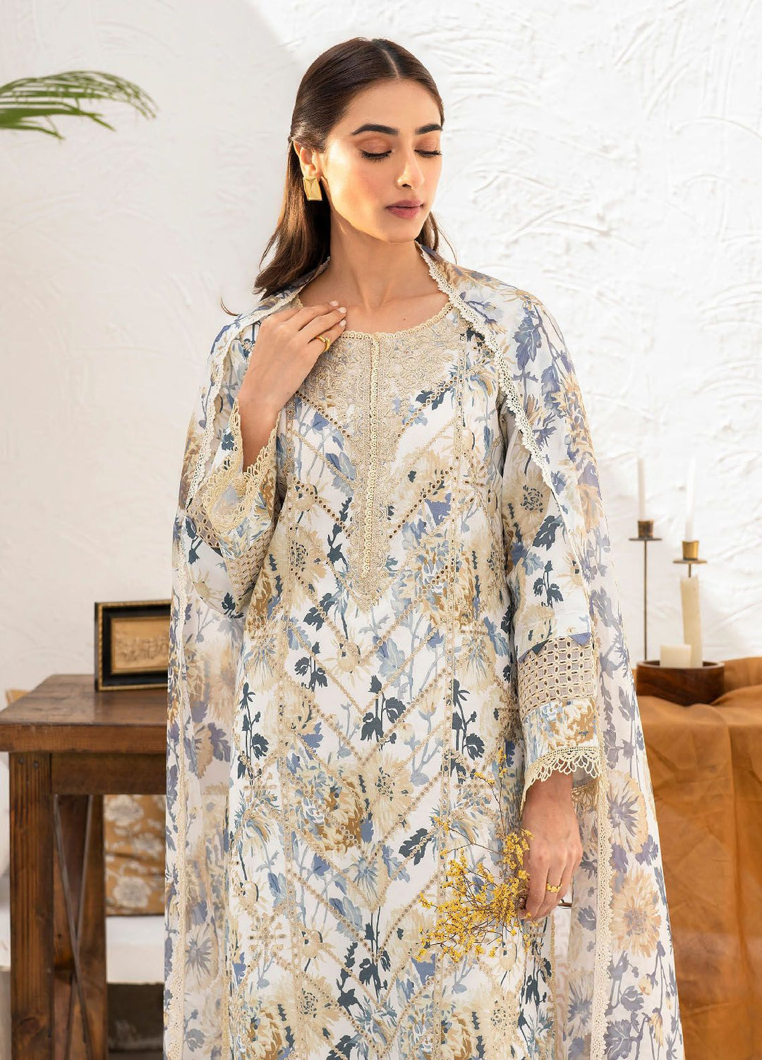 Shezlin by Aabyaan Embroidered Chikankari Suits Unstitched 3 Piece ABY24S AR-01 Alisha - Summer Collection