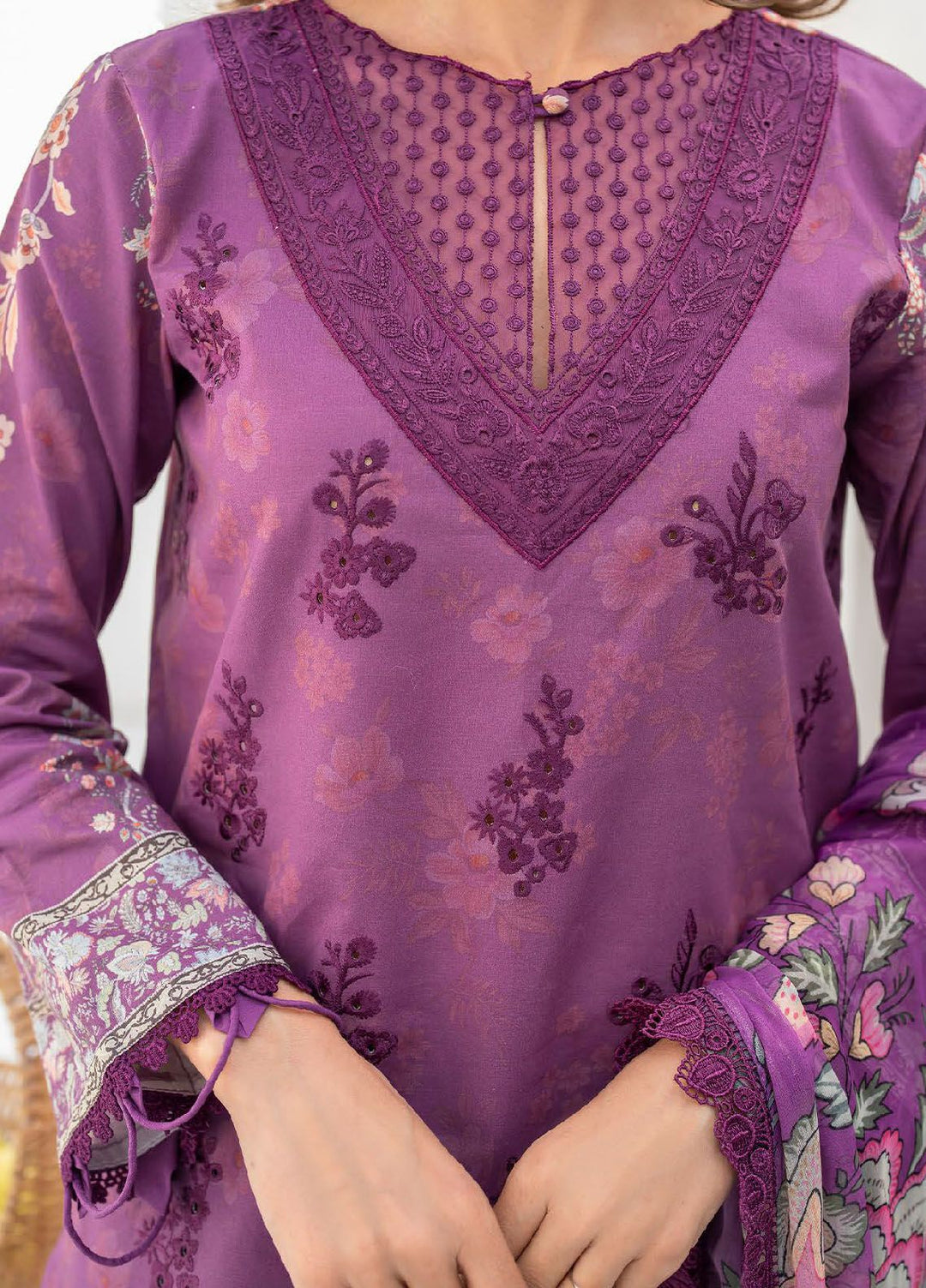 Shezlin by Aabyaan Embroidered Chikankari Suits Unstitched 3 Piece ABY24S AR-09 Azka - Summer Collection