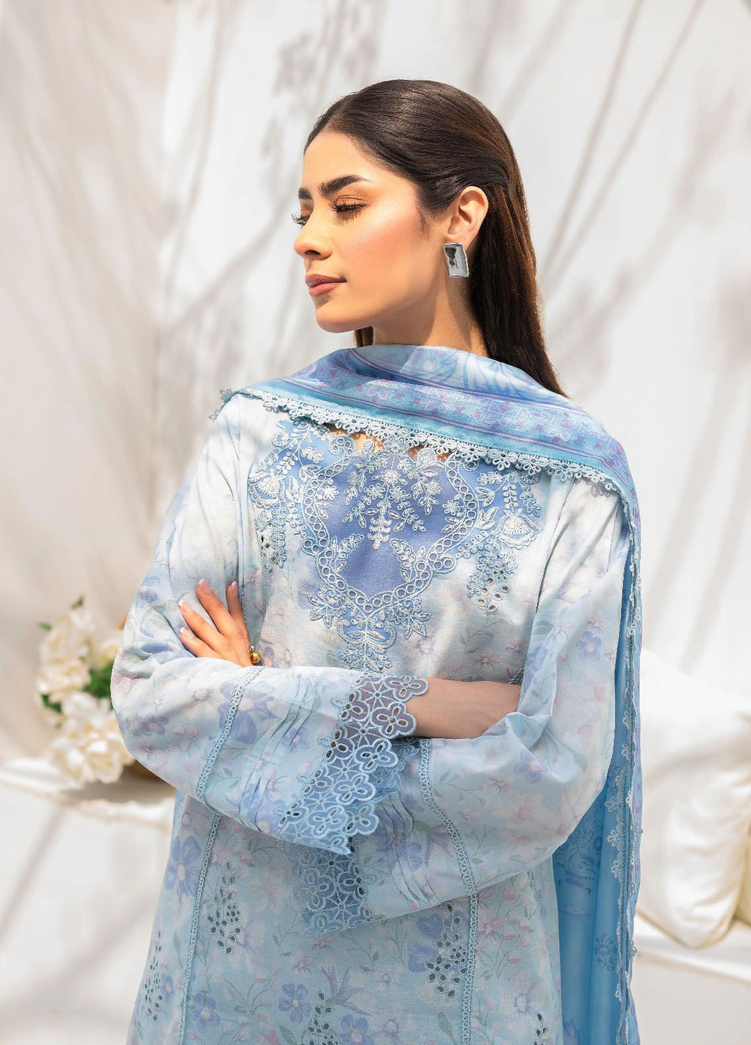 Shezlin by Aabyaan Embroidered Chikankari Suits Unstitched 3 Piece ABY24S AR-10 Mushk - Summer Collection