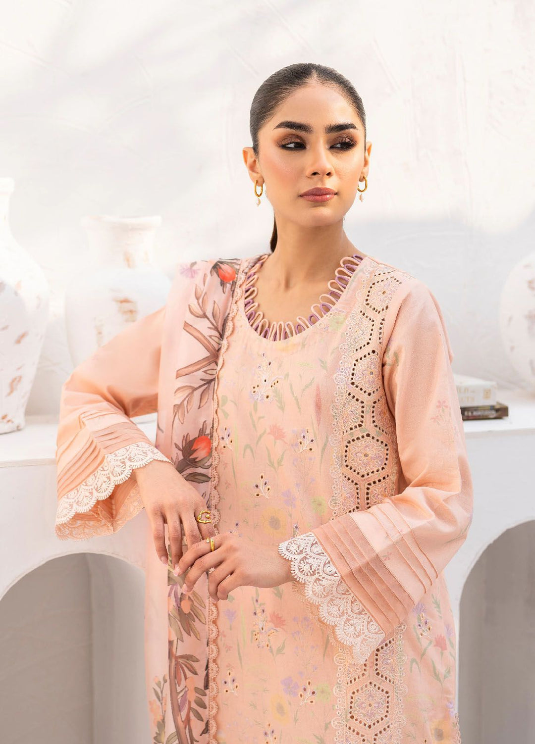 Shezlin by Aabyaan Embroidered Chikankari Suits Unstitched 3 Piece ABY24S AR-12 Wanya - Summer Collection