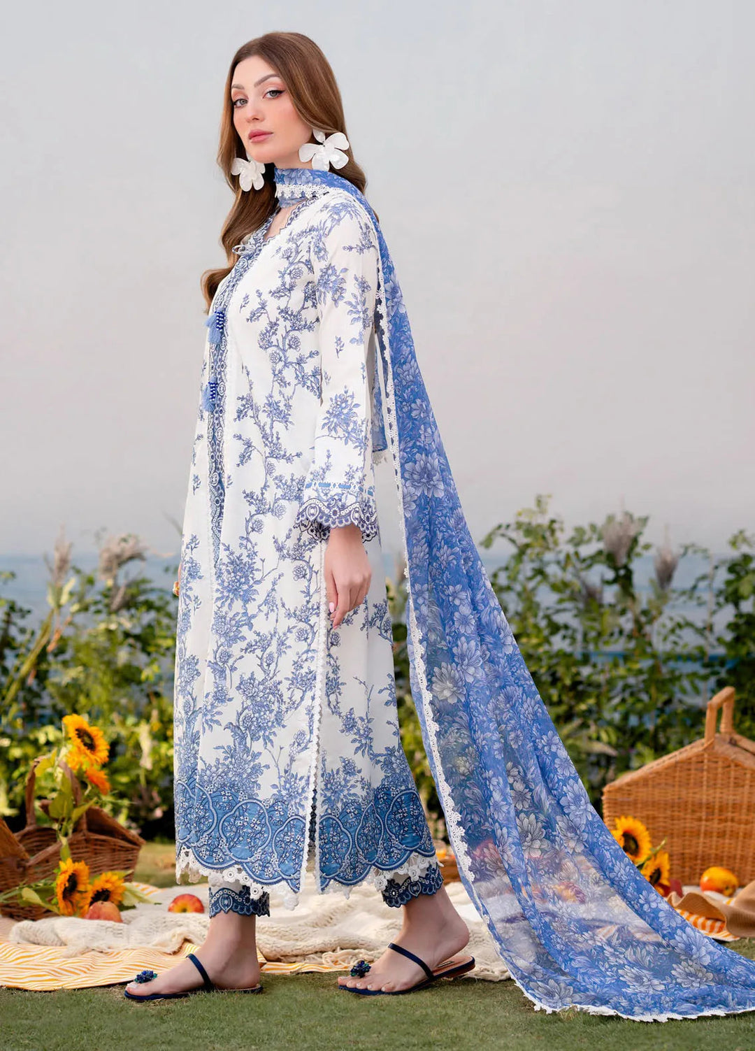 Shezlin by Aabyaan Embroidered Lawn Suits Unstitched 3 Piece ABY25SCR AR-01 Elysia - Ramadan Collection