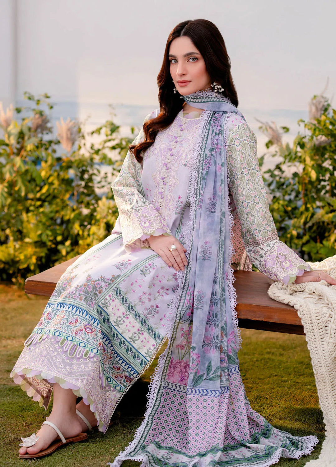 Shezlin by Aabyaan Embroidered Lawn Suits Unstitched 3 Piece ABY25SCR AR-05 Zeren - Ramadan Collection