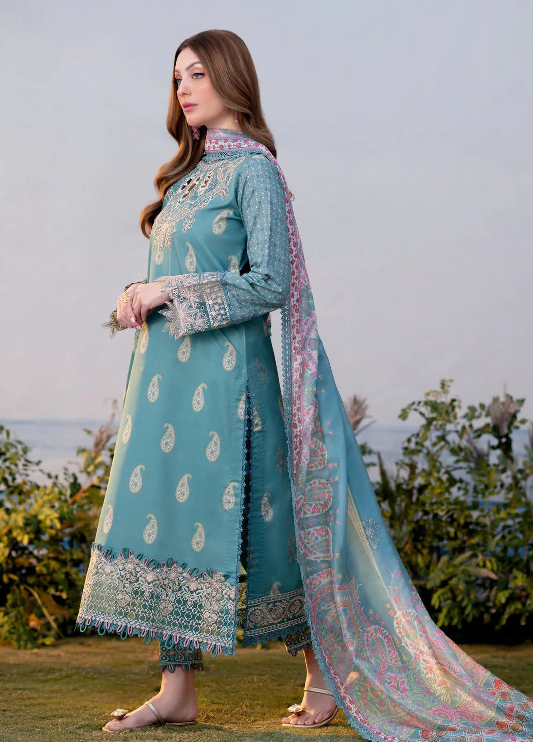 Shezlin by Aabyaan Embroidered Lawn Suits Unstitched 3 Piece ABY25SCR AR-08 Sibel - Ramadan Collection