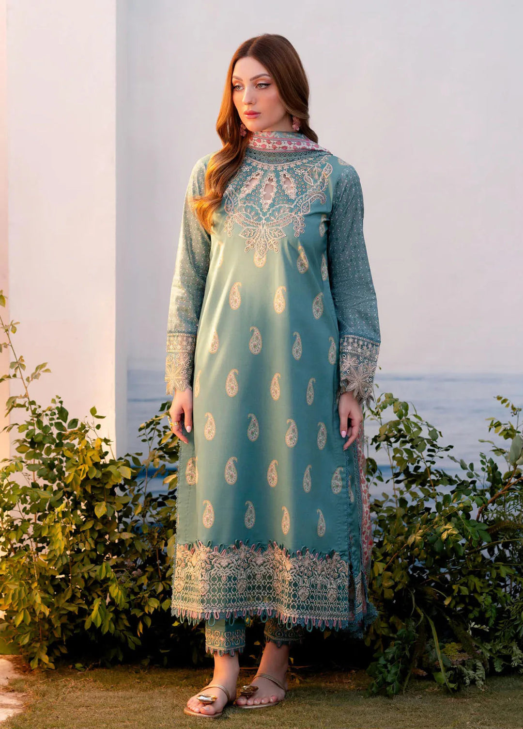 Shezlin by Aabyaan Embroidered Lawn Suits Unstitched 3 Piece ABY25SCR AR-08 Sibel - Ramadan Collection