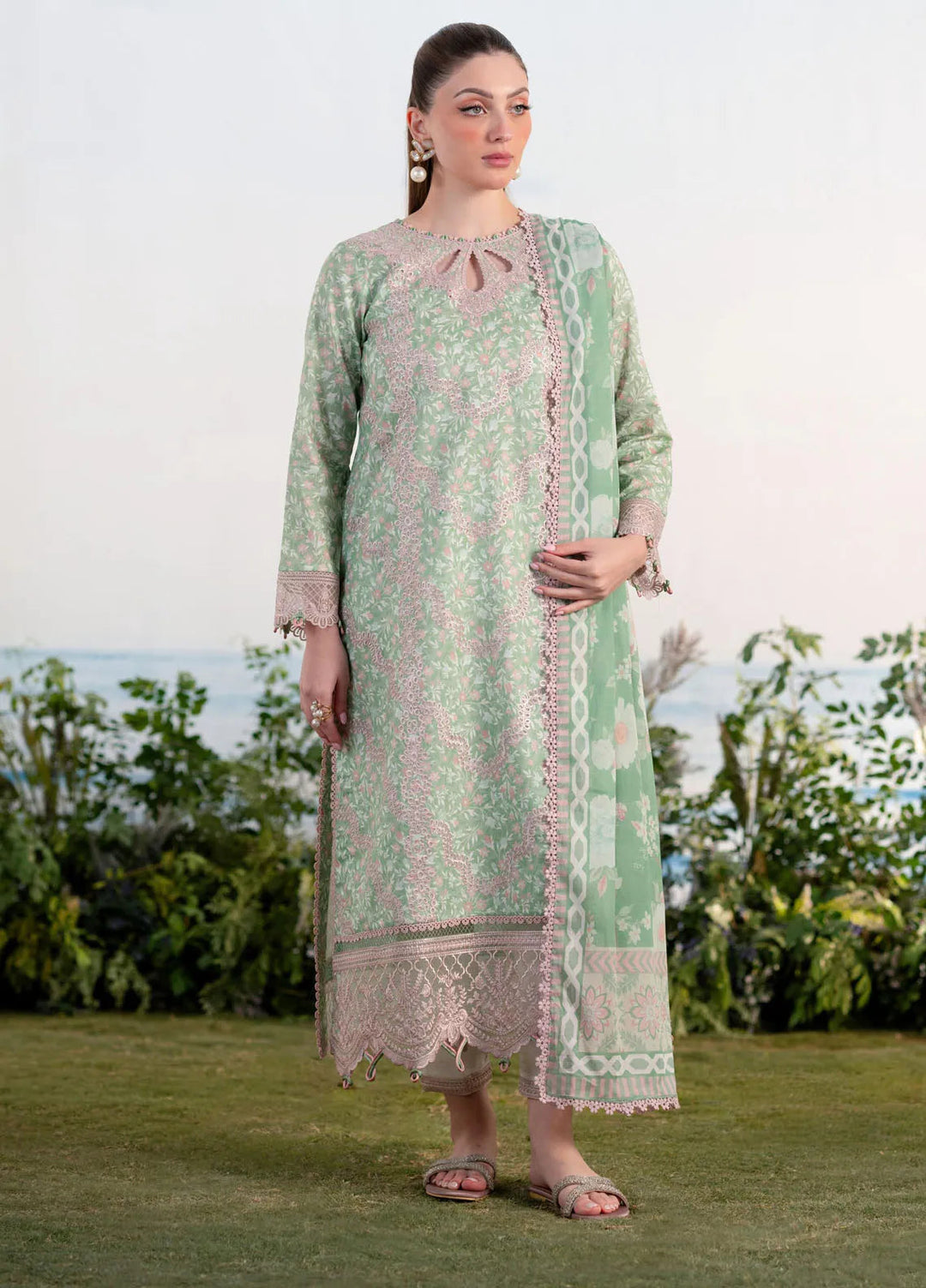 Shezlin by Aabyaan Embroidered Lawn Suits Unstitched 3 Piece ABY25SCR AR-16 Ebru - Ramadan Collection