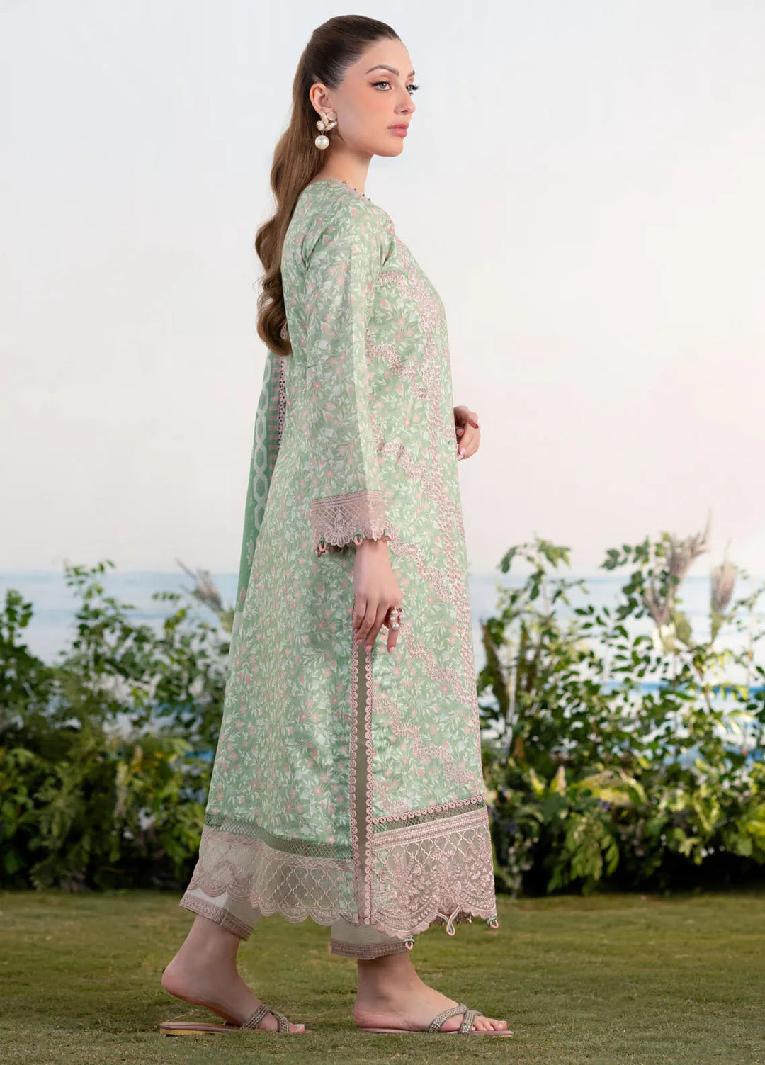 Shezlin by Aabyaan Embroidered Lawn Suits Unstitched 3 Piece ABY25SCR AR-16 Ebru - Ramadan Collection