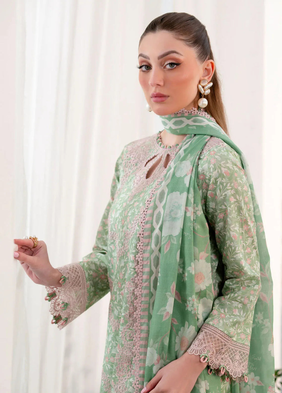 Shezlin by Aabyaan Embroidered Lawn Suits Unstitched 3 Piece ABY25SCR AR-16 Ebru - Ramadan Collection