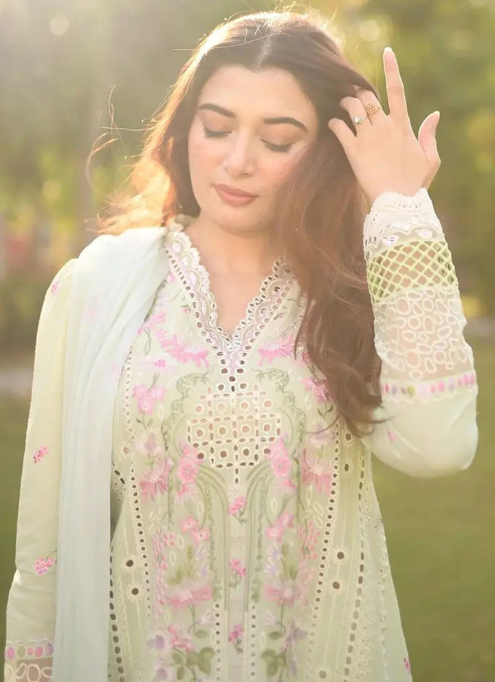 Shiree By Sable Vogue Embroidered Lawn Suit Unstitched 3 Piece SV24S D-01 Mint Garden - Summer Collection