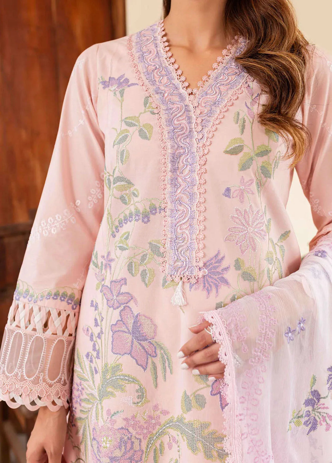 Shiree By Sable Vogue Embroidered Lawn Suit Unstitched 3 Piece SV24S D-02 Rose Garden - Summer Collection
