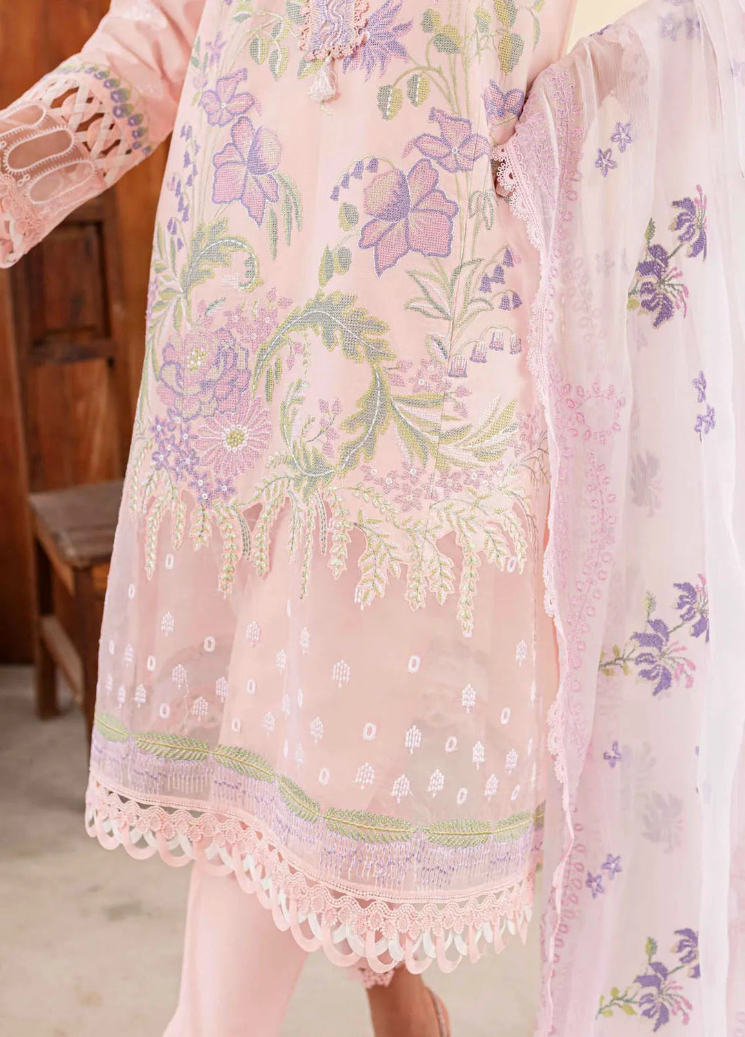 Shiree By Sable Vogue Embroidered Lawn Suit Unstitched 3 Piece SV24S D-02 Rose Garden - Summer Collection