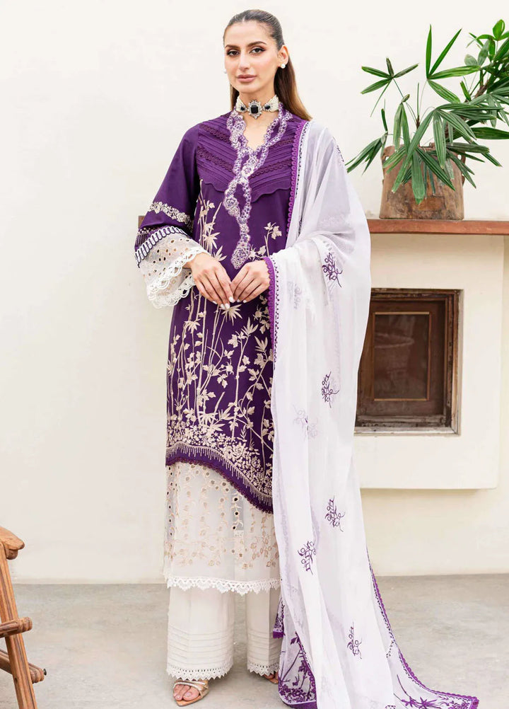 Shiree By Sable Vogue Embroidered Lawn Suit Unstitched 3 Piece SV24S D-03 Plum Orchid - Summer Collection