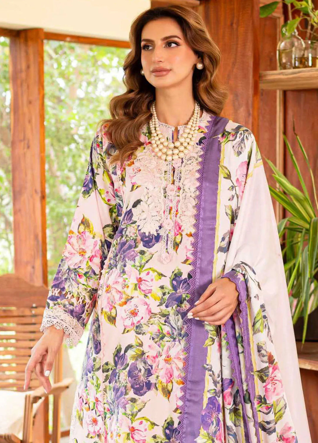 Shiree By Sable Vogue Embroidered Lawn Suit Unstitched 3 Piece SV24S D-07 Pink Gardenia - Summer Collection