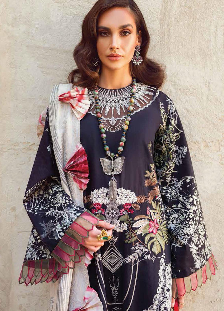 Shiza Hassan Embroidered Lawn Suits Unstitched 3 Piece SH21LL 08-B MAAHRU - Luxury Collection