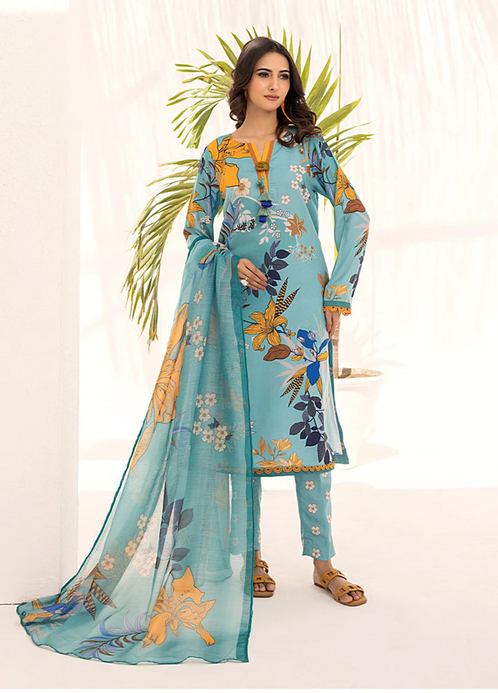 Sibel by Salitex Printed Silk Lawn Suits Unstitched 3 Piece SUNS25ASI095UT - Summer Collection