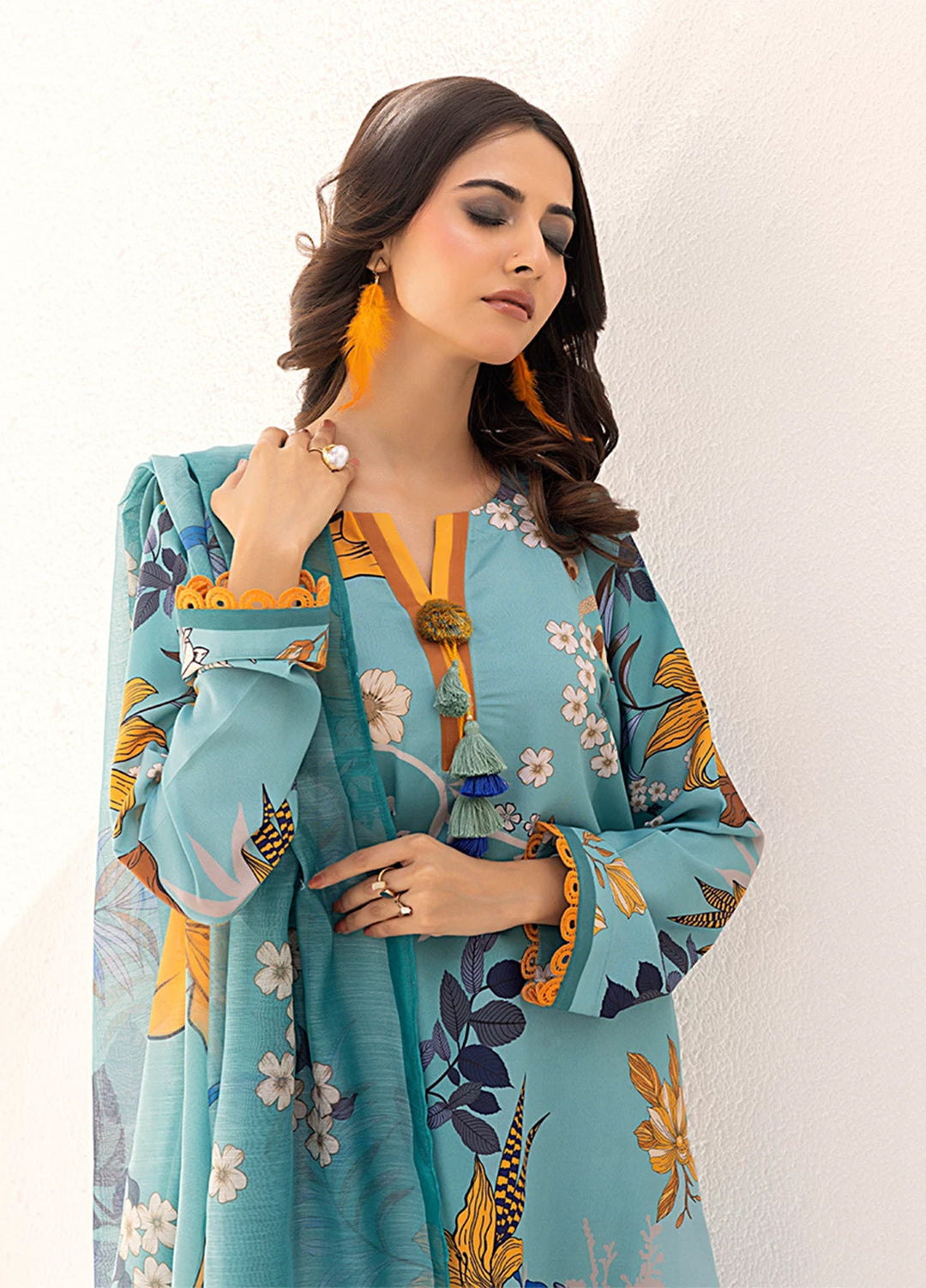 Sibel by Salitex Printed Silk Lawn Suits Unstitched 3 Piece SUNS25ASI095UT - Summer Collection