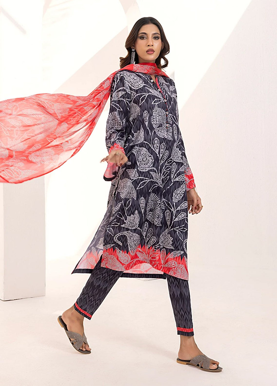 Sibel by Salitex Printed Silk Lawn Suits Unstitched 3 Piece SUNS25ASI096UT - Summer Collection