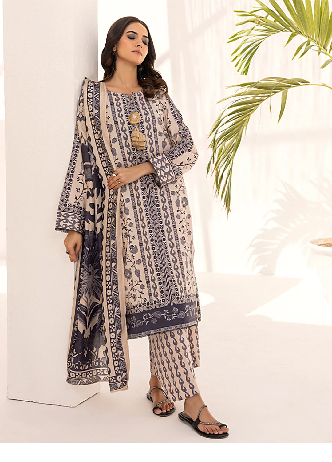 Sibel by Salitex Printed Silk Lawn Suits Unstitched 3 Piece SUNS25ASI102UT - Summer Collection