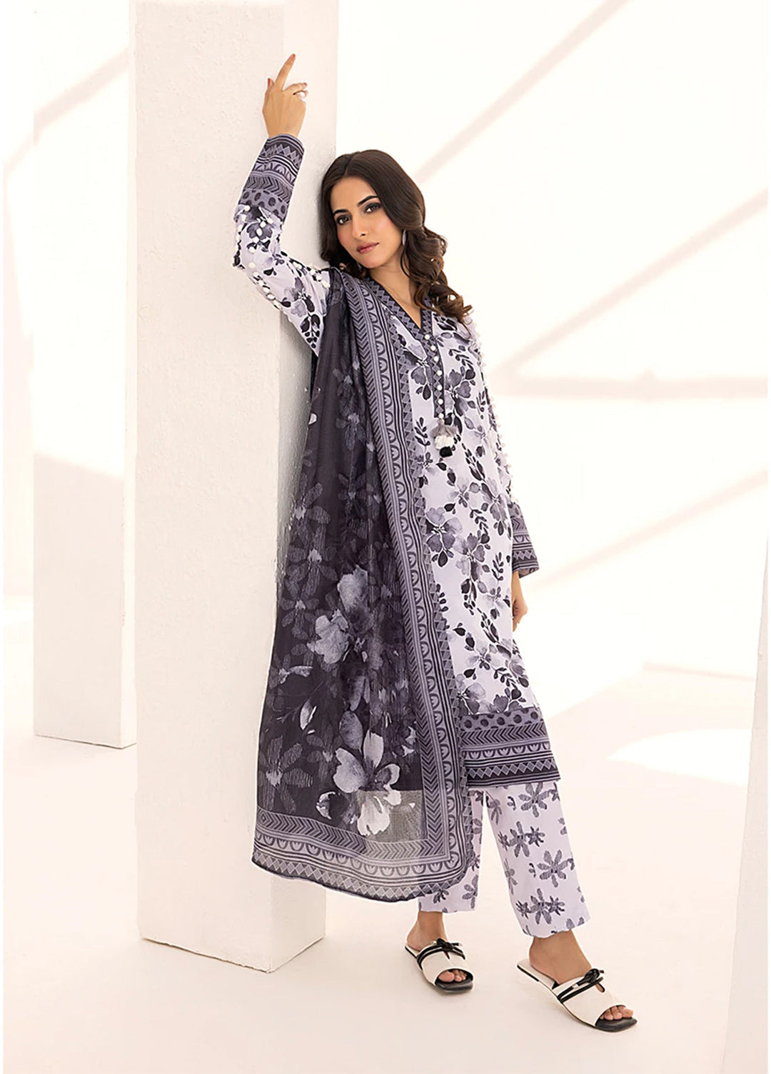 Sibel by Salitex Printed Silk Lawn Suits Unstitched 3 Piece SUNS25ASI103UT - Summer Collection