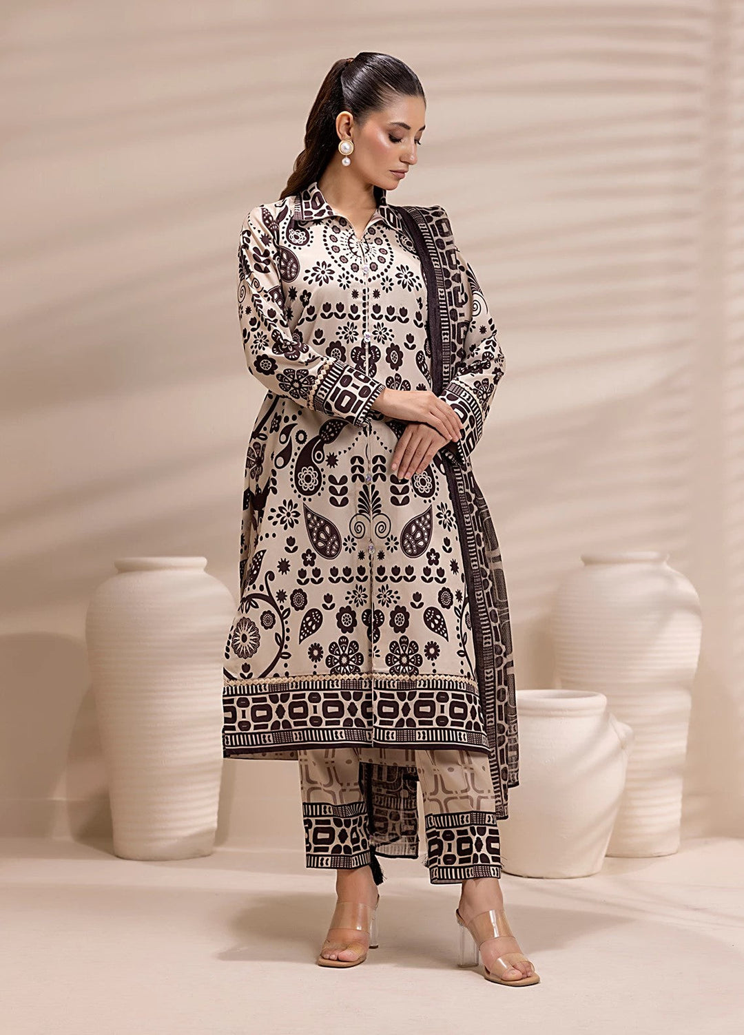 Sibel by Salitex Printed Silk Lawn Suits Unstitched 3 Piece SUNS25ASI162UT - Summer Collection
