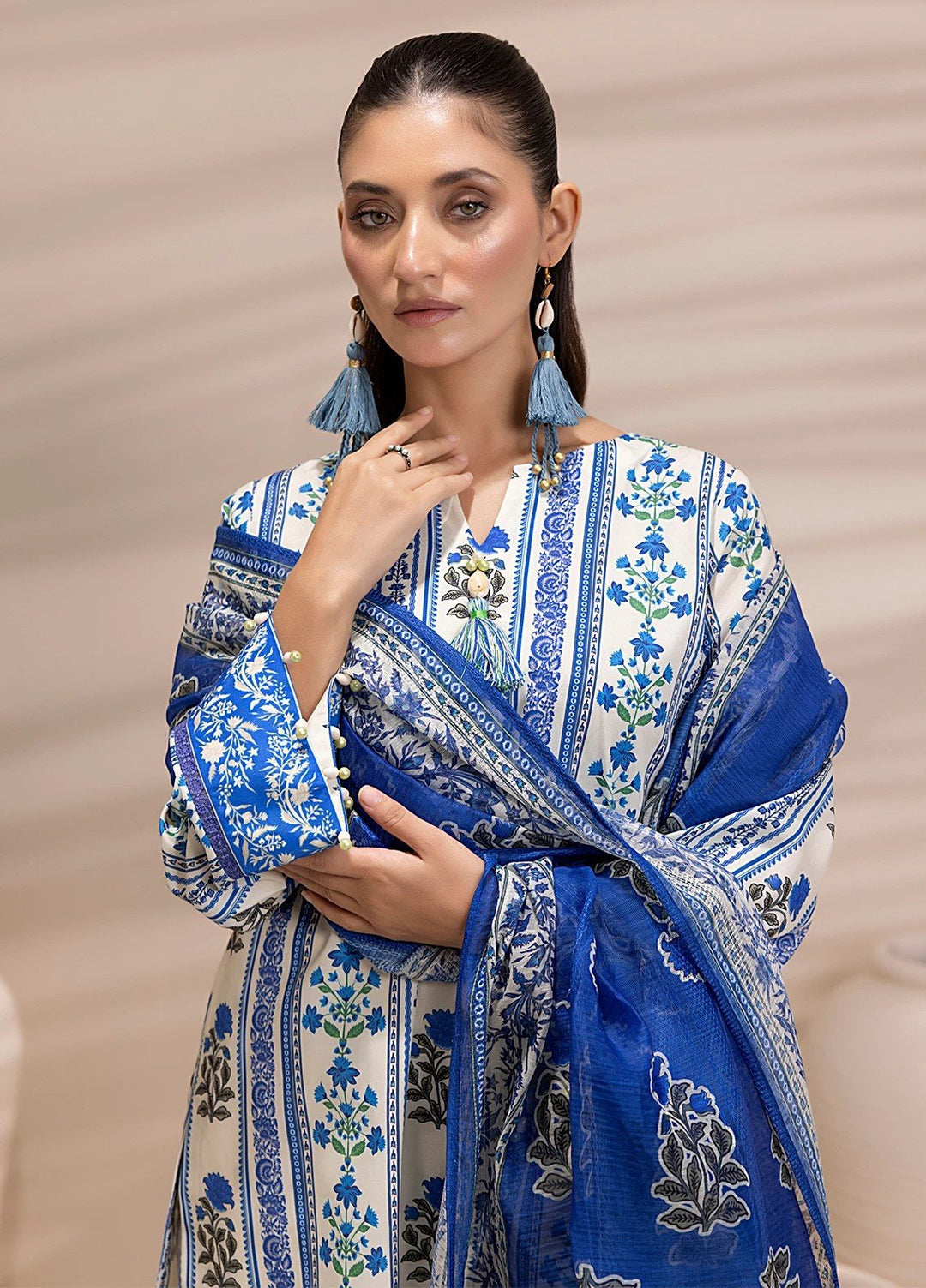 Sibel by Salitex Printed Silk Lawn Suits Unstitched 3 Piece SUNS25ASI169UT - Summer Collection