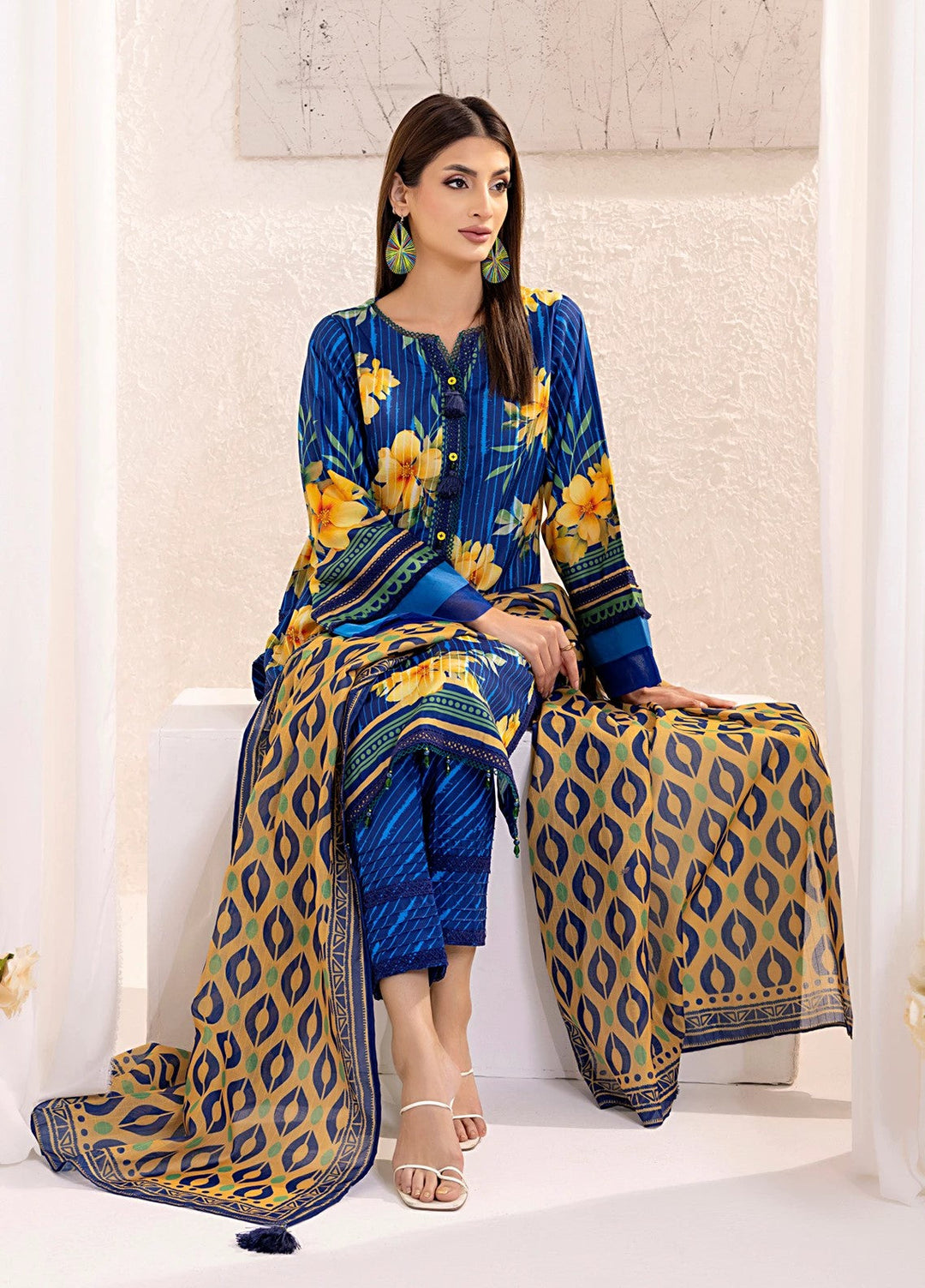 Sible by Salitex Printed Silk Lawn Suits Unstitched 3 Piece SUNS25ASI131UT - Summer Collection