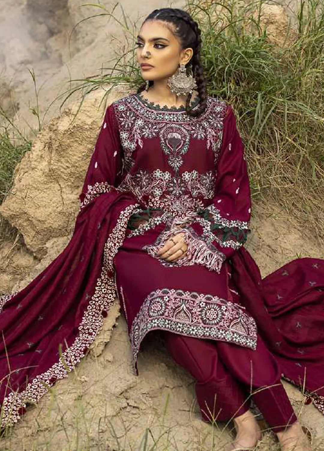 Sierra By Sidra Aleem Embroidered Wool Suit Unstitched 3 Piece SA24SW D-05 - Winter Collection