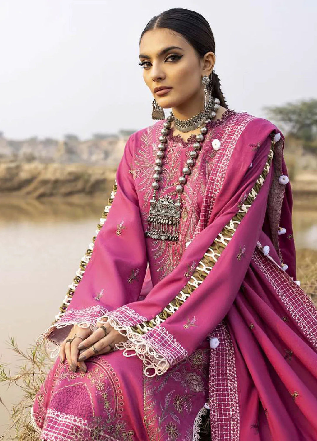 Sierra By Sidra Aleem Embroidered Wool Suit Unstitched 3 Piece SA24SW D-07 - Winter Collection