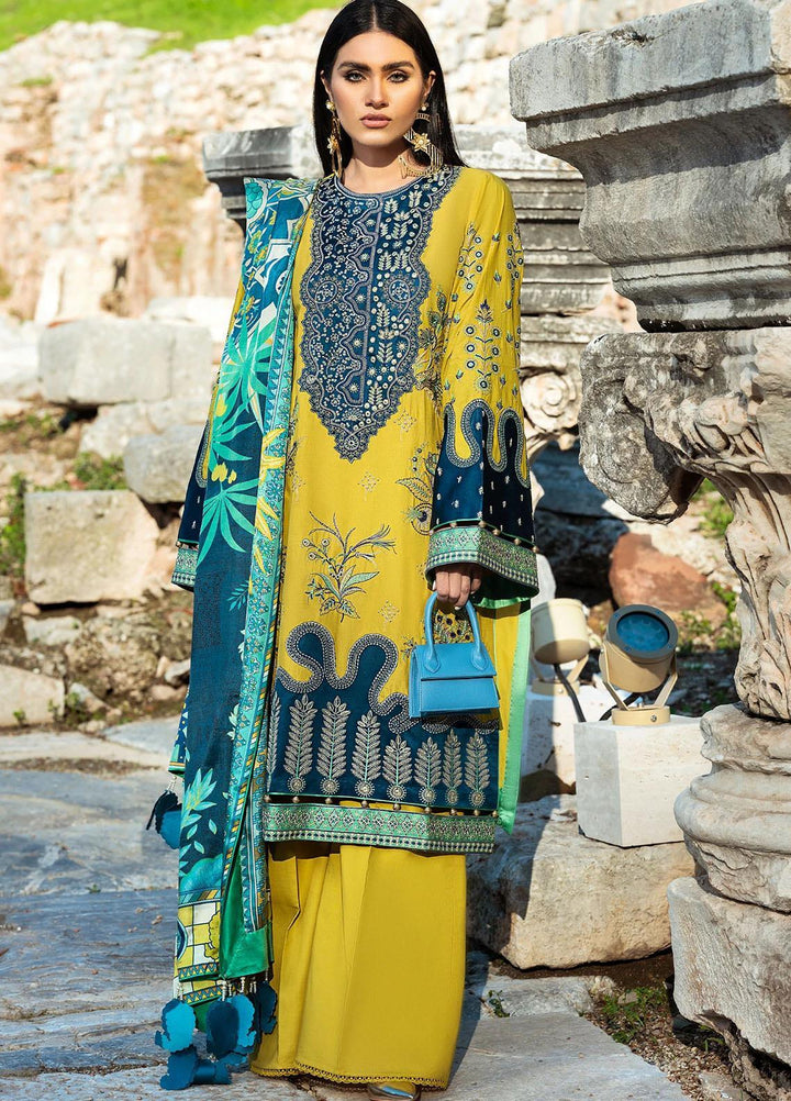 Sifa Embroidered Lawn Suits Unstitched 3 Piece SF21L SL-01-A GOLD CREST - Summer Collection