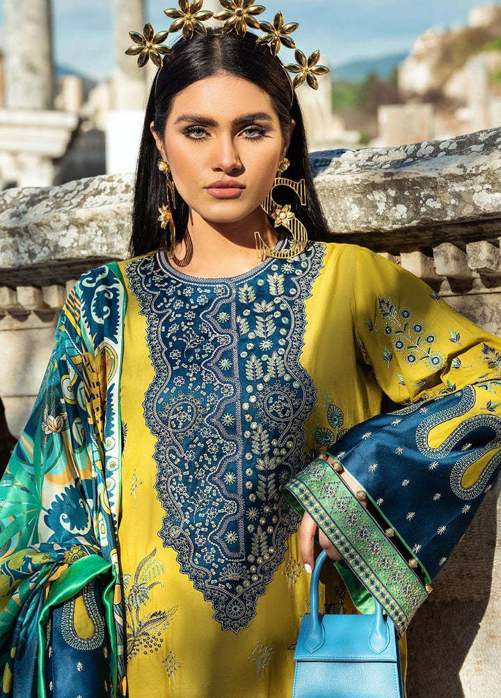 Sifa Embroidered Lawn Suits Unstitched 3 Piece SF21L SL-01-A GOLD CREST - Summer Collection