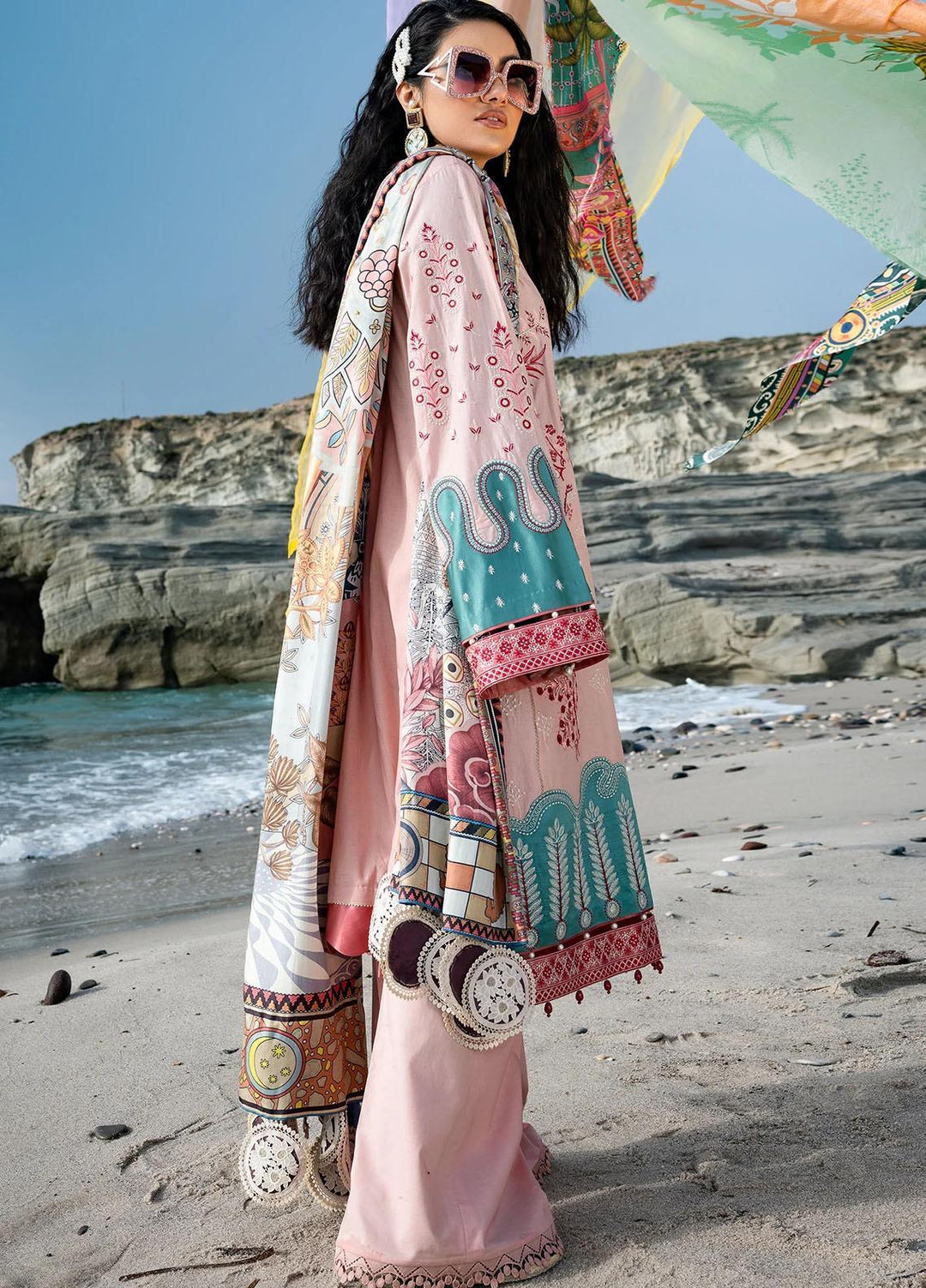 Sifa Embroidered Lawn Suits Unstitched 3 Piece SF21L SL-01-B GOLD CREST - Summer Collection