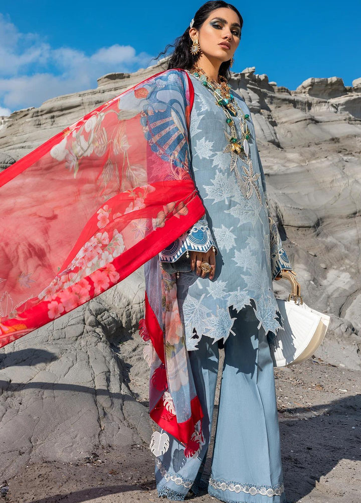 Sifa Embroidered Lawn Suits Unstitched 3 Piece SF21L SL-06-A SKY BEGONIA - Summer Collection