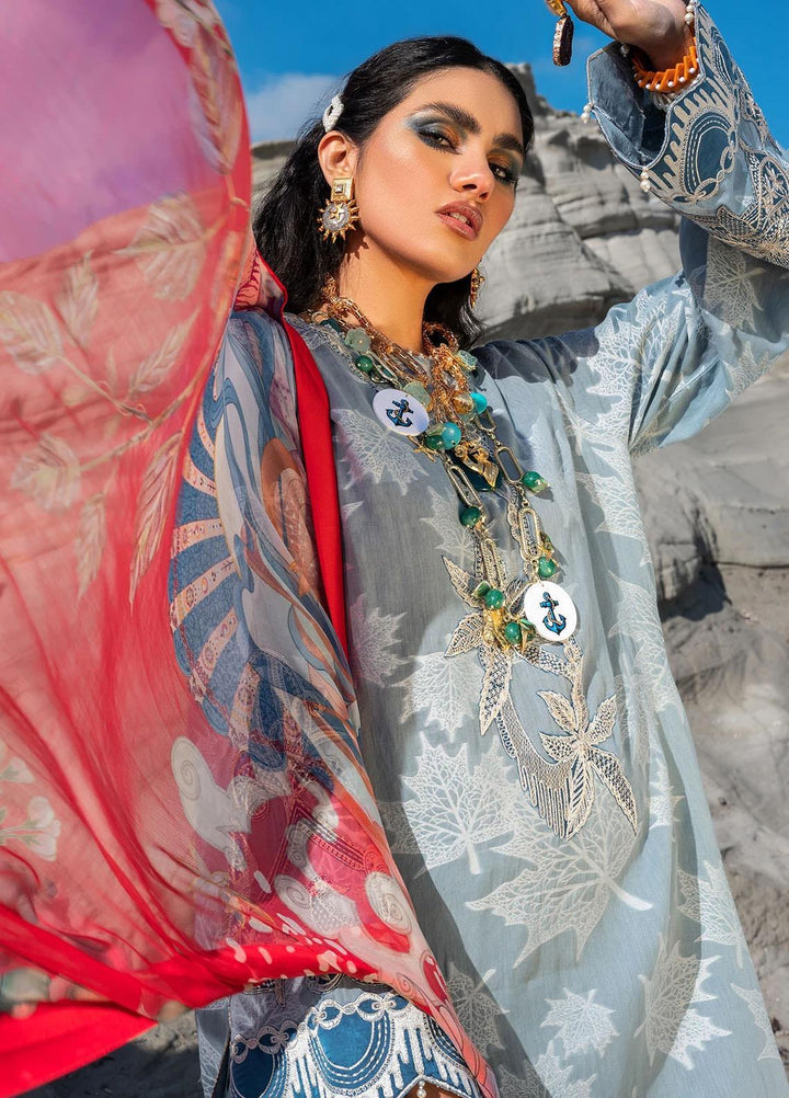 Sifa Embroidered Lawn Suits Unstitched 3 Piece SF21L SL-06-A SKY BEGONIA - Summer Collection