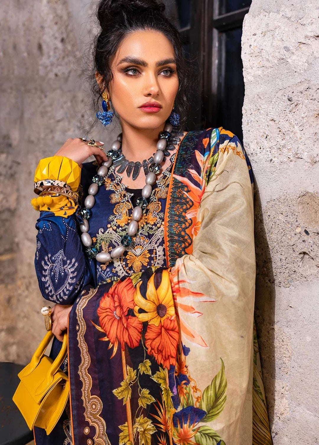 Sifa Embroidered Lawn Suits Unstitched 3 Piece SF21L SL-07-A MAJESTIC GLORY - Summer Collection