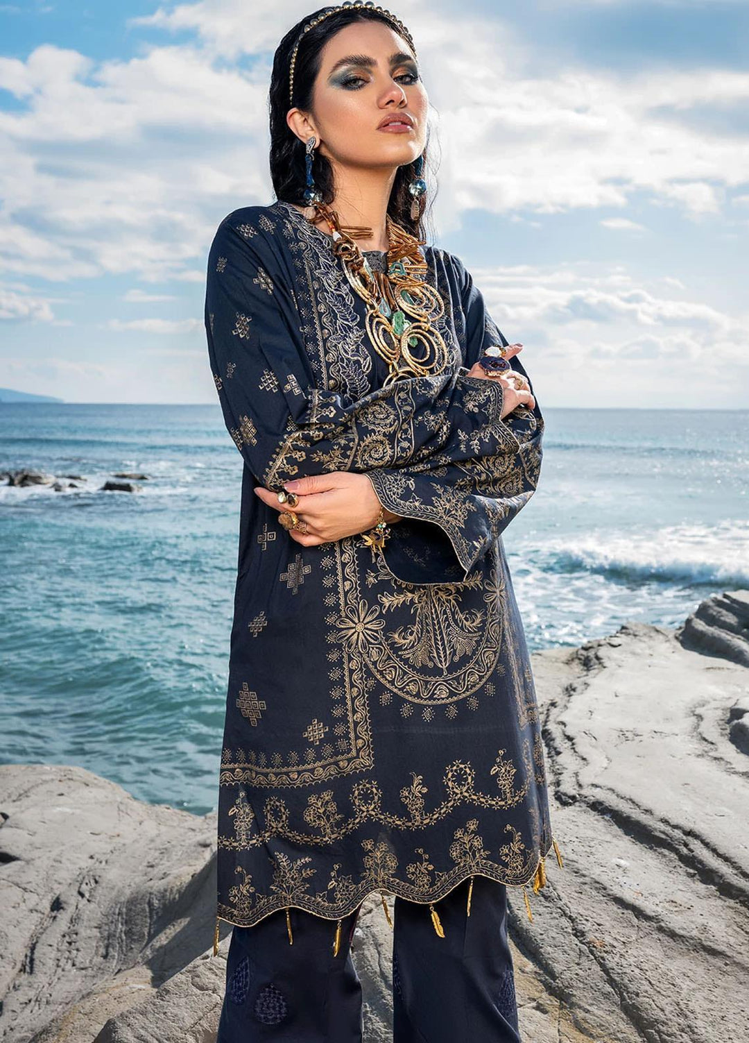 Sifa Embroidered Lawn Suits Unstitched 2 Piece SF21L SL-12-A VICTORIAN ROSE - Summer Collection