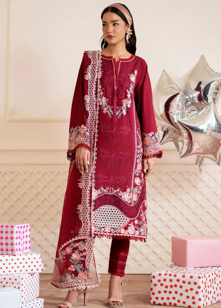 Signature by AJR Embroidered Lawn Suits Unstitched 3 Piece AJR25SL D-03 Crimsone - Summer Collection