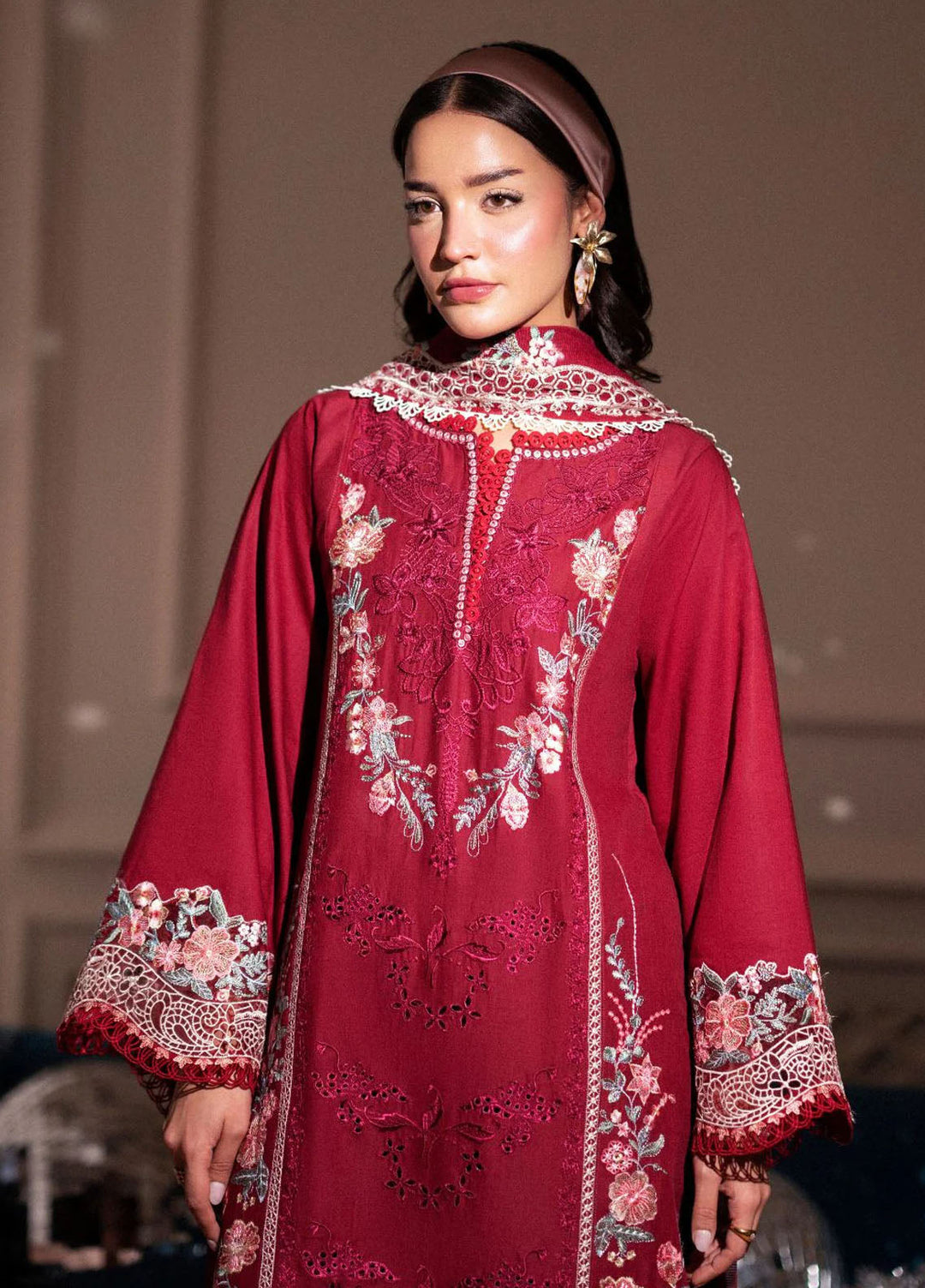 Signature by AJR Embroidered Lawn Suits Unstitched 3 Piece AJR25SL D-03 Crimsone - Summer Collection
