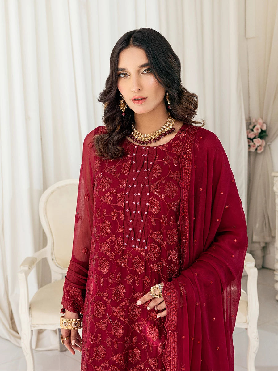 Signature by Salitex Embroidered Chiffon Suits Unstitched 3 Piece SUNS7CH026UT - Summer Collection
