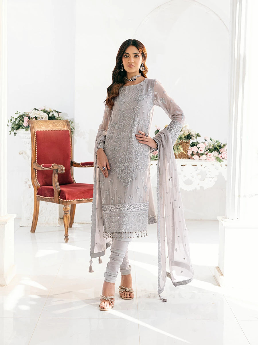 Signature by Salitex Embroidered Chiffon Suits Unstitched 3 Piece SUNS7CH034UT - Summer Collection