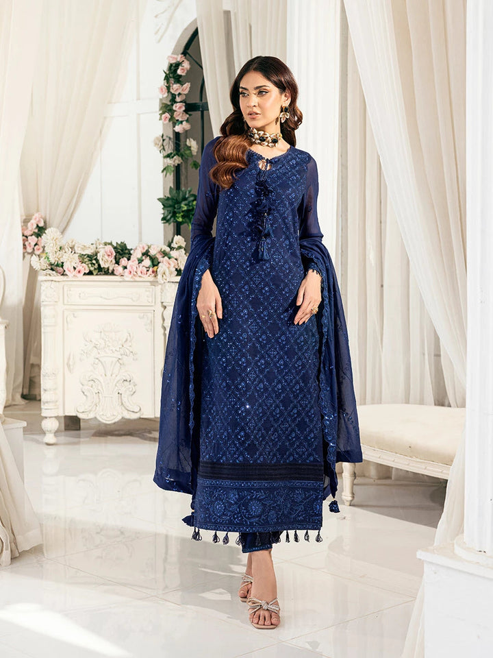 Signature by Salitex Embroidered Chiffon Suits Unstitched 3 Piece SUNS7CH042UT - Summer Collection