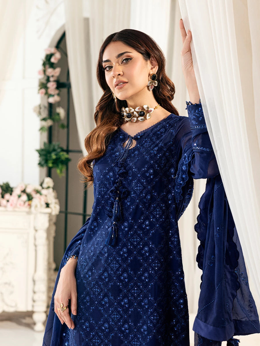 Signature by Salitex Embroidered Chiffon Suits Unstitched 3 Piece SUNS7CH042UT - Summer Collection