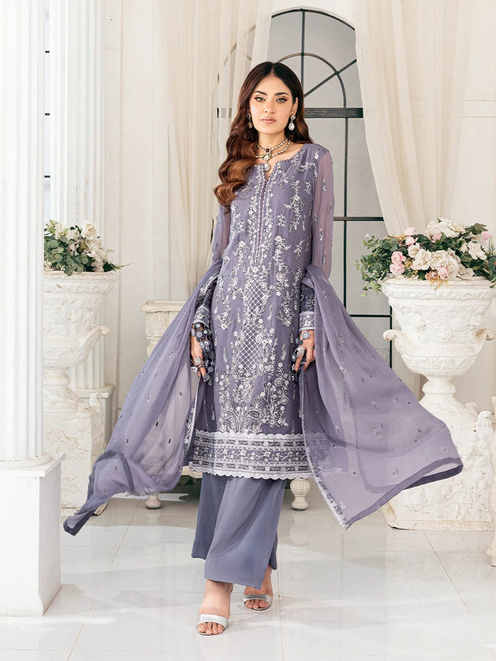 Signature by Salitex Embroidered Chiffon Suits Unstitched 3 Piece SUNS7CH047UT - Summer Collection