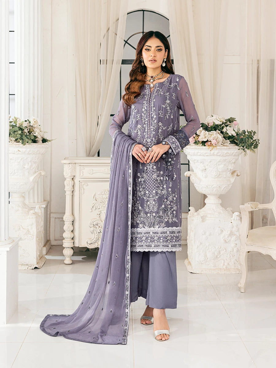 Signature by Salitex Embroidered Chiffon Suits Unstitched 3 Piece SUNS7CH047UT - Summer Collection