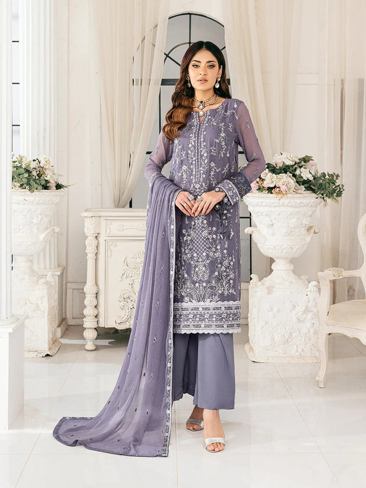 Signature by Salitex Embroidered Chiffon Suits Unstitched 3 Piece SUNS7CH047UT - Summer Collection