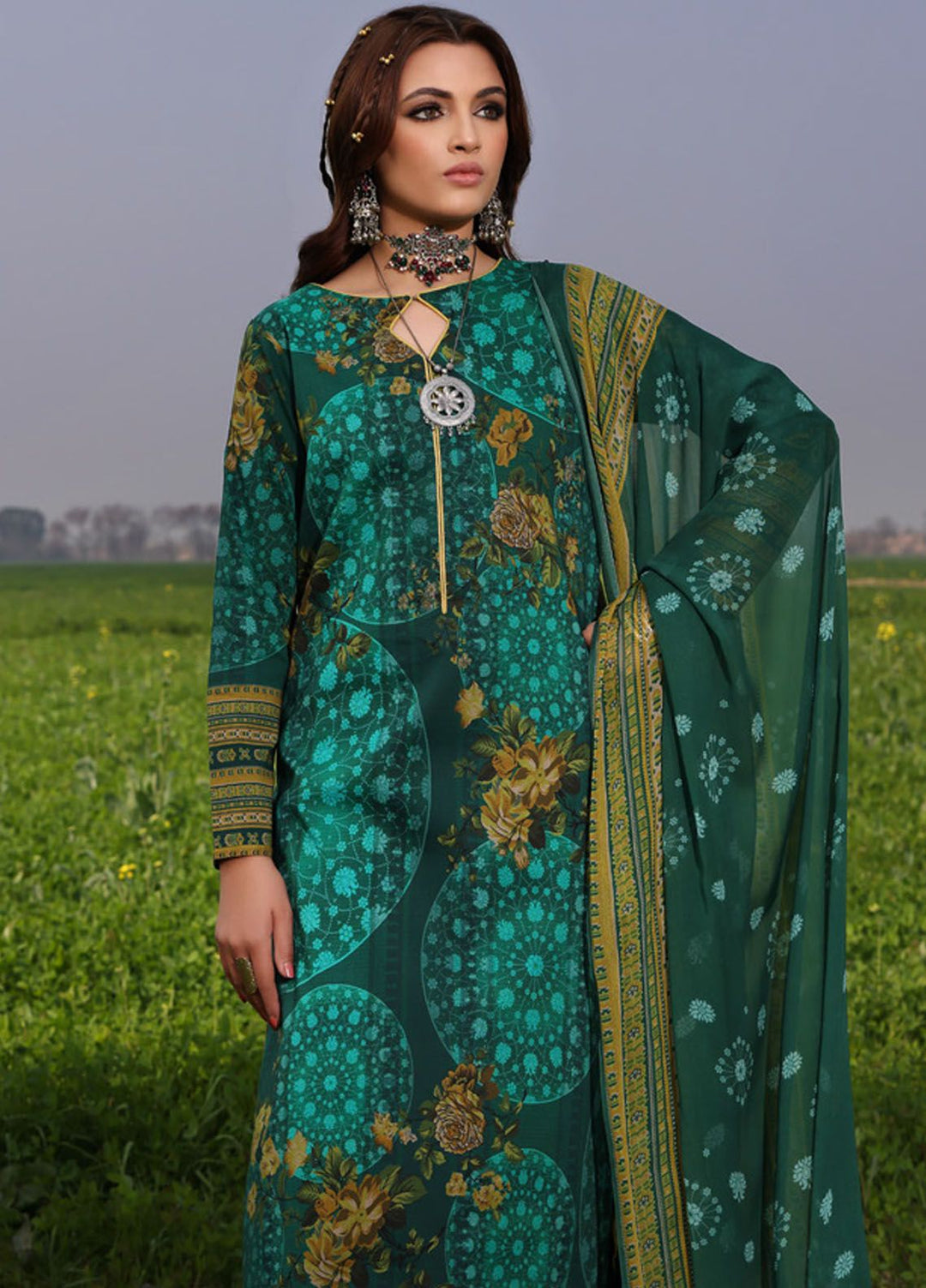 Signature Prints By Charizma Embroidered Lawn Suit Unstitched 3 Piece CRZ24SP SP4-04 - Spring Summer Collection