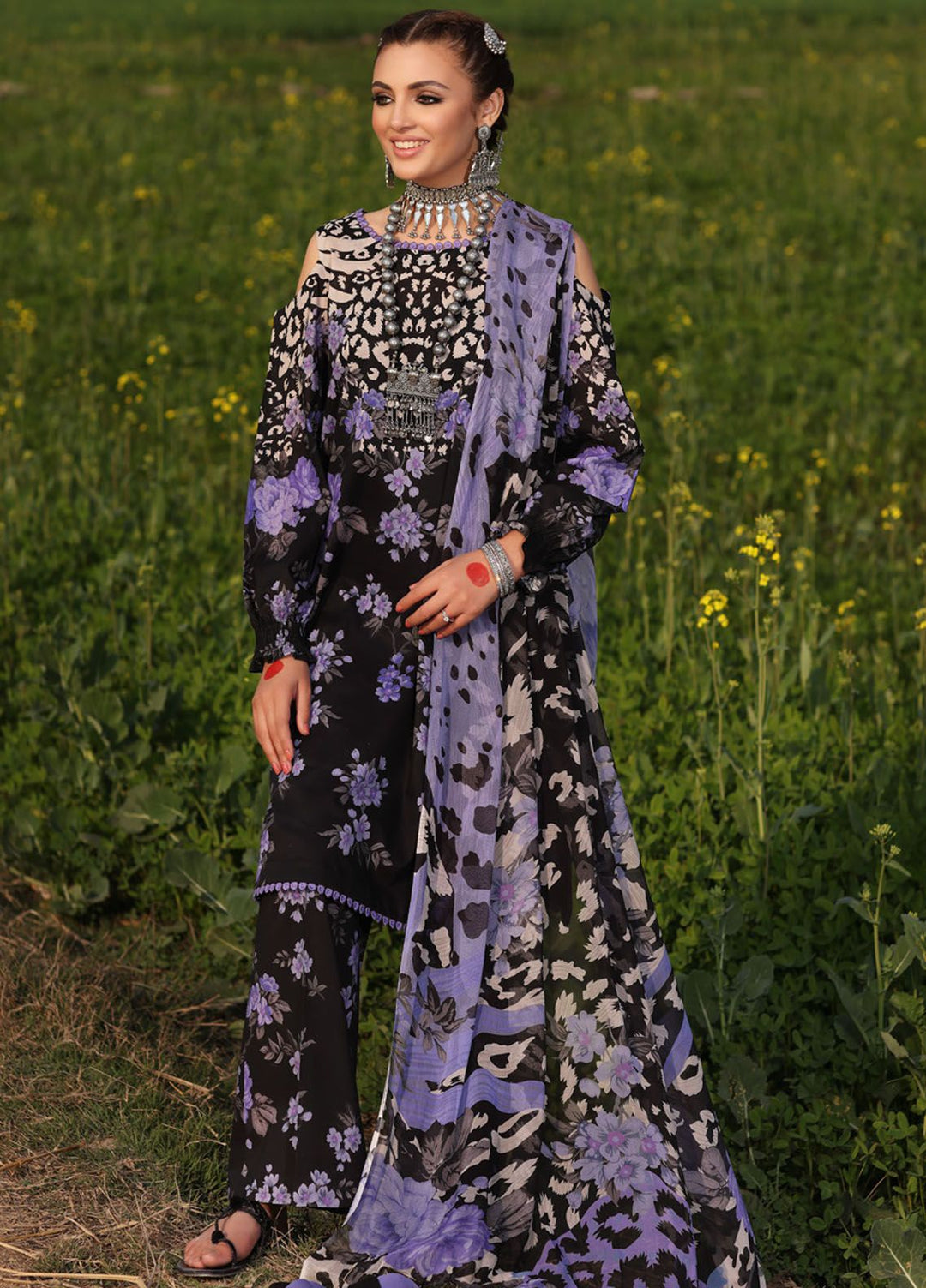 Signature Prints By Charizma Embroidered Lawn Suit Unstitched 3 Piece CRZ24SP SP4-08 - Spring Summer Collection