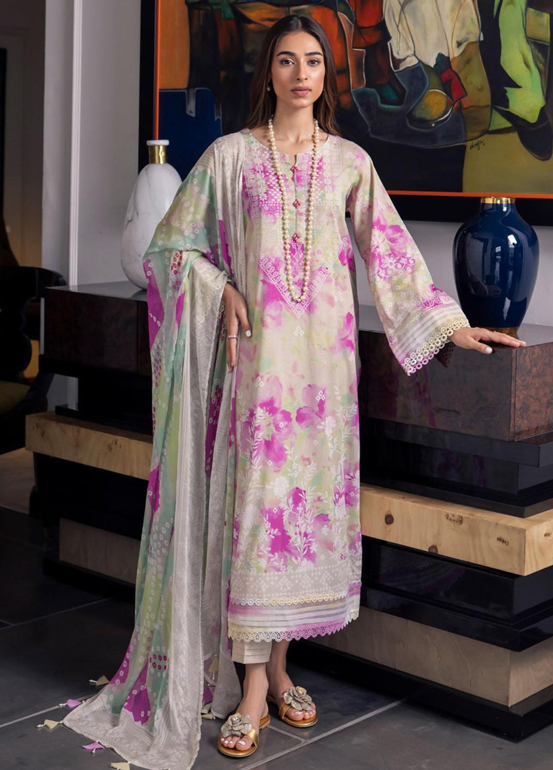 Signature Prints By Nureh Printed Lawn Suits Unstitched 3 Piece NU23SPRP SP-68 - Summer Collection