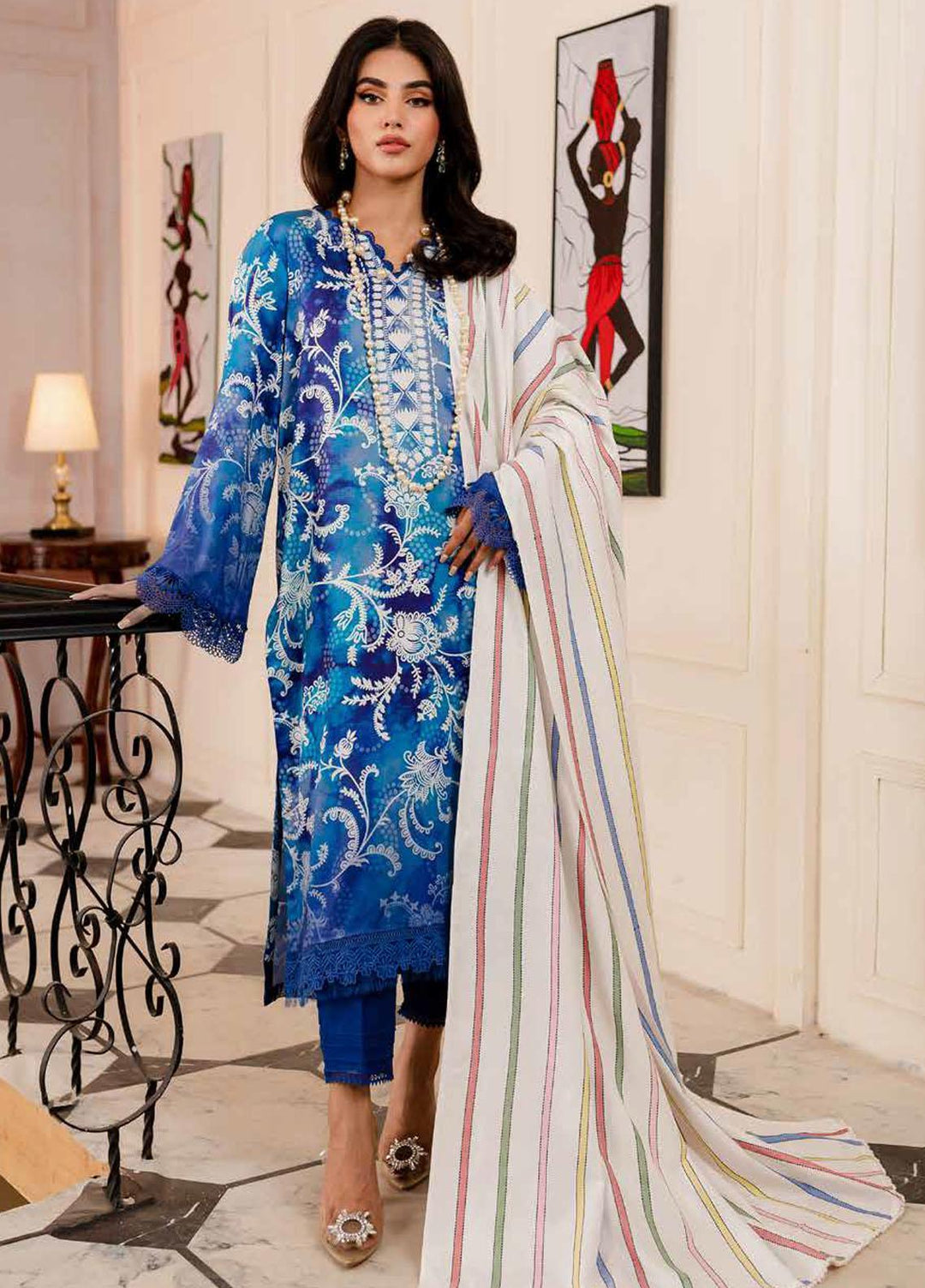 Signature Prints By Nureh Printed Cotail Suits Unstitched 3 Piece NU23SPC SP-87 - Winter Collection