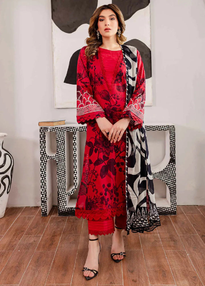 Signature Prints By Nureh Printed Lawn Suit Unstitched 3 Piece NU24SPU SP-100 - Summer Collection