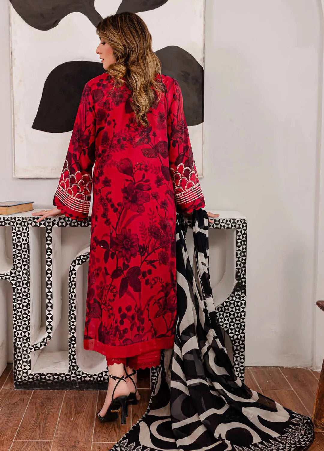 Signature Prints By Nureh Printed Lawn Suit Unstitched 3 Piece NU24SPU SP-100 - Summer Collection