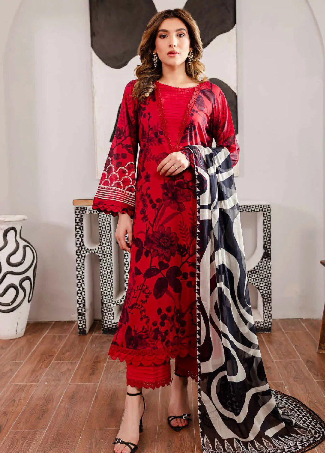 Signature Prints By Nureh Printed Lawn Suit Unstitched 3 Piece NU24SPU SP-100 - Summer Collection